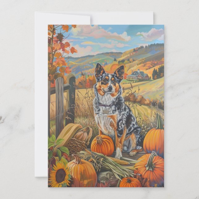Cartes Pour Fêtes Annuelles Chien de bétail australien récolte d'automne Thank (Devant)