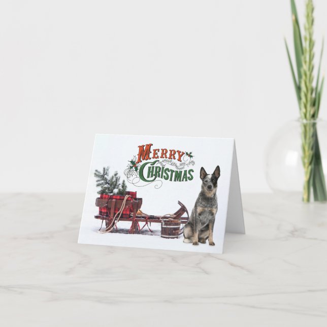 Cartes Pour Fêtes Annuelles Chien de Bétail Rustique Noël (Devant)