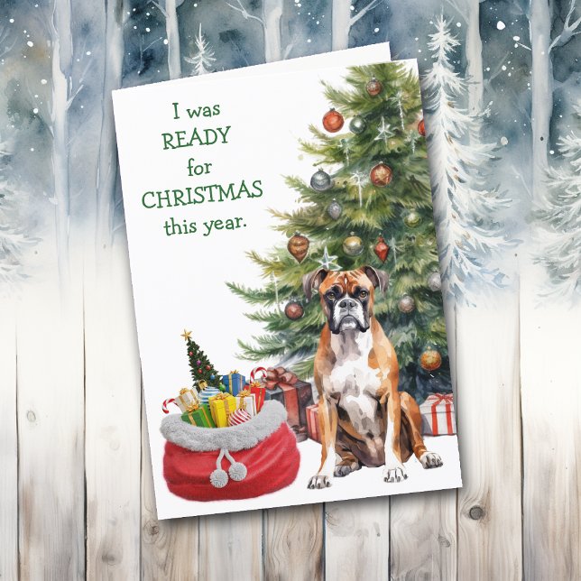 Cartes Pour Fêtes Annuelles Chien de boîte drôle prêt pour Noël (Créateur téléchargé)