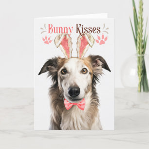 Cartes Pour Fêtes Annuelles Chien de Borzoi dans les oreilles de Bunny pour Pâ