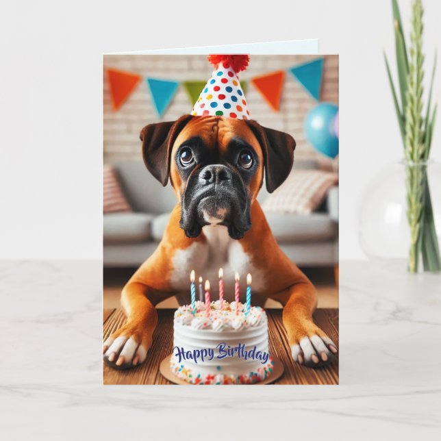 Cartes Pour Fêtes Annuelles Chien de boxe Anniversaire Amusant (Devant)