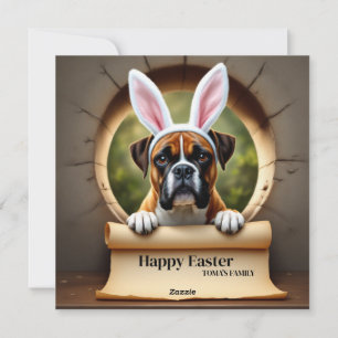 Cartes Pour Fêtes Annuelles Chien de boxe - avec Nom de famille