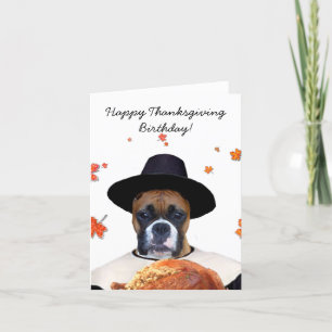 Cartes Pour Fêtes Annuelles Chien de boxe Thanksgiving notecardj