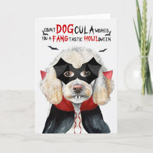 Cartes Pour Fêtes Annuelles Chien de caniche blanc Drôle compte DOGcula Hallow