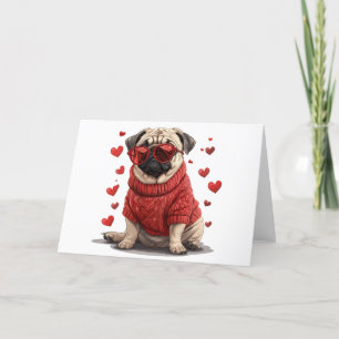Cartes Pour Fêtes Annuelles Chien de Carlin de la Saint-Valentin