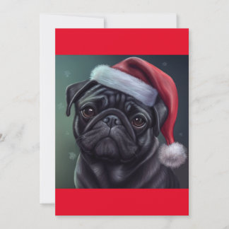 Cartes Pour Fêtes Annuelles Chien de Carlin de Noël, T-shirt cadeau Amoureux d