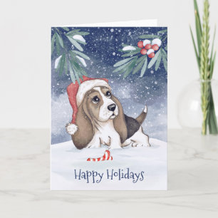Cartes Pour Fêtes Annuelles Chien de chasseur Joyeuses Fêtes de fin d'année 