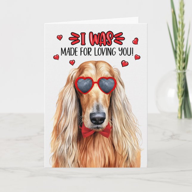 Cartes Pour Fêtes Annuelles Chien de chien afghan fait pour vous aimer Valenti (Devant)