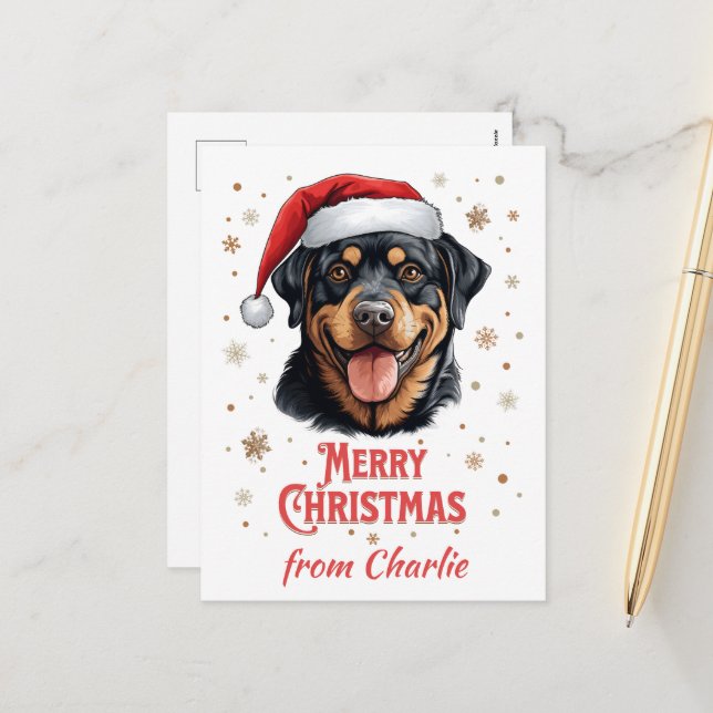 Cartes Pour Fêtes Annuelles Chien de Chien de Père Noël Joyeux Noël (Devant/Arrière en situation)