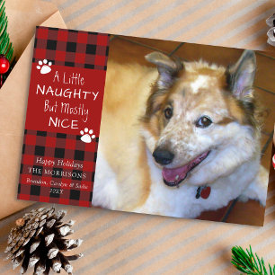 Cartes Pour Fêtes Annuelles Chien de compagnie Naughty et Nice Rouge Noir Plai