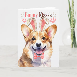 Cartes Pour Fêtes Annuelles Chien de Corgi gallois à Bunny Ears pour Pâques