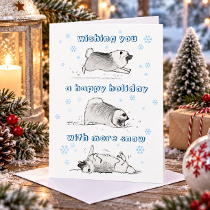 Cartes Pour Fêtes Annuelles Chien de dessin animé Keeshond drôle   Noël enneig