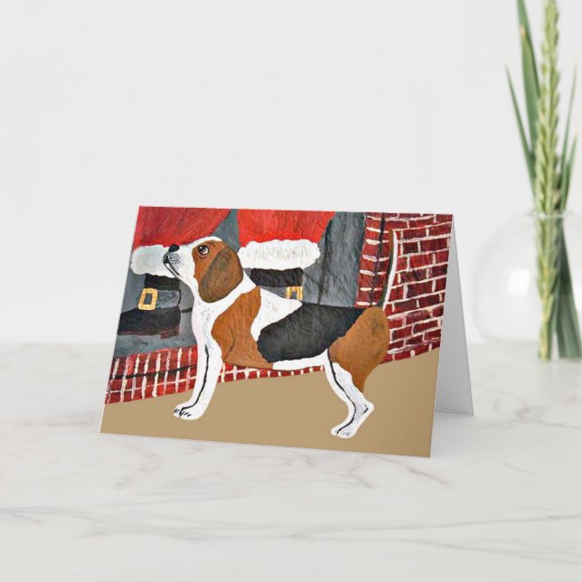 Cartes Pour Fêtes Annuelles Chien de garde de beagle le réveillon de Noël (Devant)