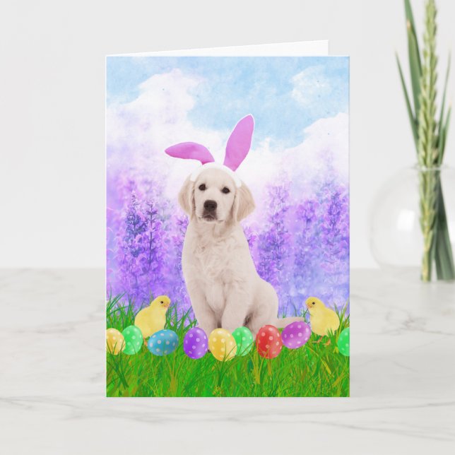 Cartes Pour Fêtes Annuelles Chien de golden retriever avec des poussins de (Devant)