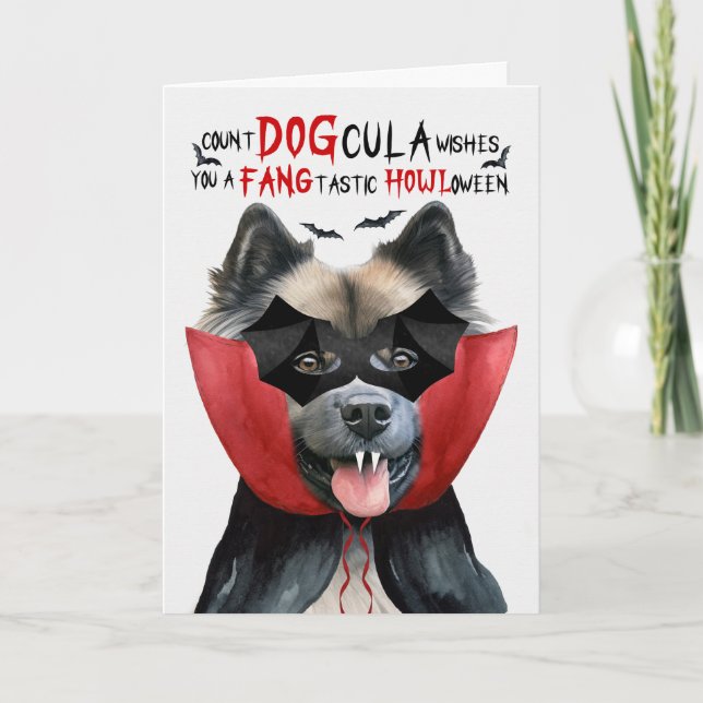 Cartes Pour Fêtes Annuelles Chien de Keeshond Drôle compte DOGcula Halloween (Devant)