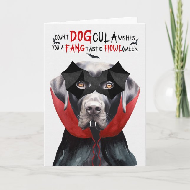Cartes Pour Fêtes Annuelles Chien de laboratoire noir Drôle nombre DOGcula Hal (Devant)