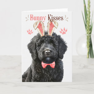 Cartes Pour Fêtes Annuelles Chien de Labradoodle noir dans les oreilles de Bun