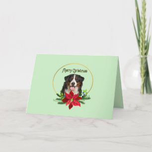 Cartes Pour Fêtes Annuelles Chien de montagne bernois dans une couronne de Noë