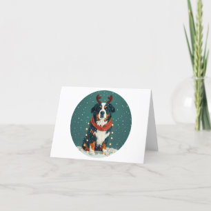 Cartes Pour Fêtes Annuelles Chien de montagne bernois de rennes de Noël