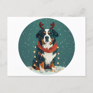Cartes Pour Fêtes Annuelles Chien de montagne bernois de rennes de Noël