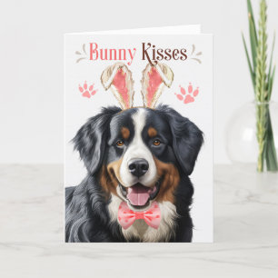Cartes Pour Fêtes Annuelles Chien de montagne bernois mignon à Bunny Oreilles