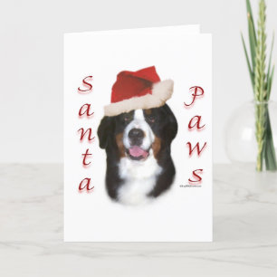 Cartes Pour Fêtes Annuelles Chien de montagne bernois Père Noël Paws