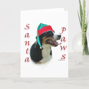 Cartes Pour Fêtes Annuelles Chien de montagne de Suisse Père Noël Paws