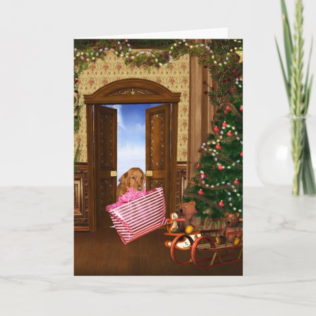 Cartes Pour Fêtes Annuelles Chien de Noël (Devant)