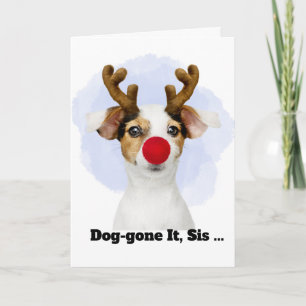 Cartes Pour Fêtes Annuelles Chien de Noël avec bois pour sœur drôle