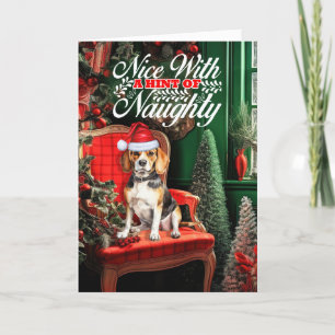 Cartes Pour Fêtes Annuelles Chien de Noël beagle Naughty ou Nice
