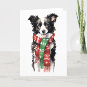Cartes Pour Fêtes Annuelles Chien de Noël, Border Collie de Fêtes BLANK