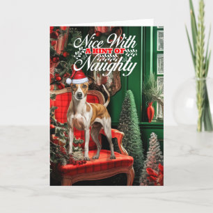Cartes Pour Fêtes Annuelles Chien de Noël Chien de Chien Naughty ou Nice