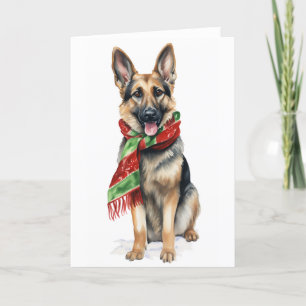 Cartes Pour Fêtes Annuelles Chien de Noël, Chien de Fête, Berger Allemand BLAN