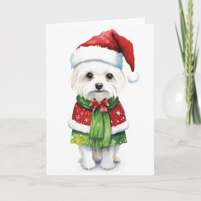 Cartes Pour Fêtes Annuelles Chien de Noël, Chien de Père Noël Mignon chiot FÊT (Devant)