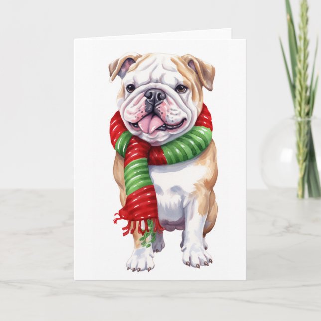 Cartes Pour Fêtes Annuelles Chien de Noël, Chien de vacances, BLANC (Devant)
