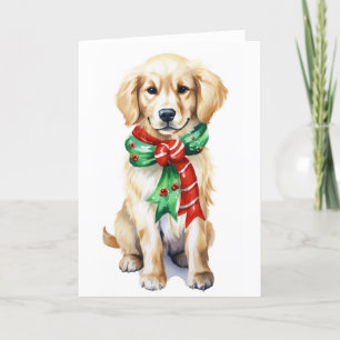 Cartes Pour Fêtes Annuelles Chien de Noël, Chien de vacances, Golden Retriever