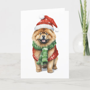 Cartes Pour Fêtes Annuelles Chien de Noël, Chow de vacances Chow BLANC