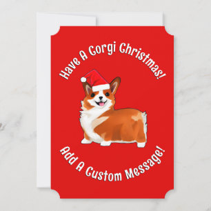 Cartes Pour Fêtes Annuelles Chien de Noël Corgi avec chapeau de Père Noël