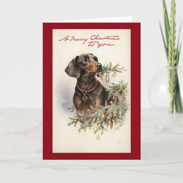 Cartes Pour Fêtes Annuelles Chien de Noël de Noël (Devant)