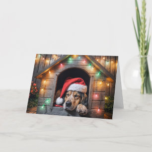 Cartes Pour Fêtes Annuelles Chien de Noël en niche