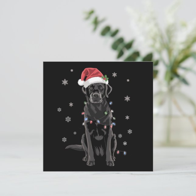 Cartes Pour Fêtes Annuelles Chien de Noël en pyjama avec éclairage d'arbre de  (Debout devant)
