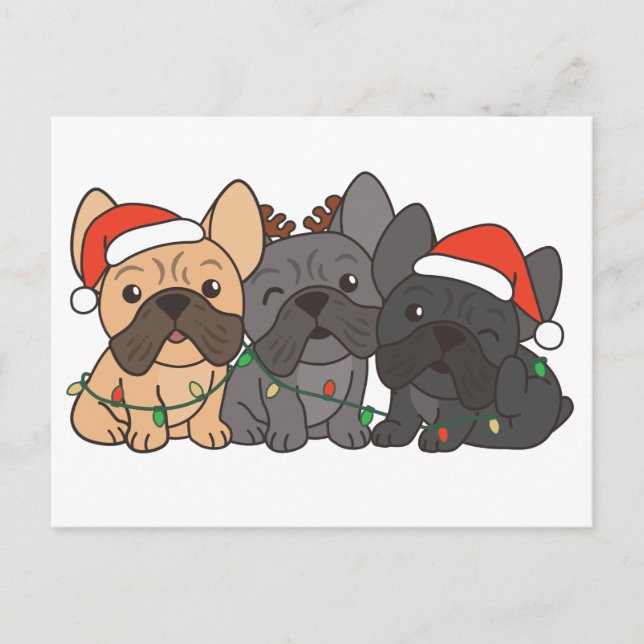 Cartes Pour Fêtes Annuelles Chien de Noël français Animaux de Noël Chiens mign (Devant)