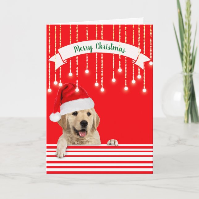 Cartes Pour Fêtes Annuelles Chien de Noël Golden Retriever (Devant)
