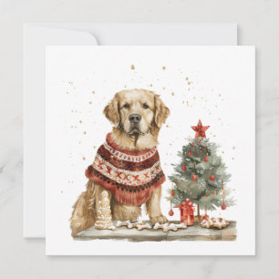 Cartes Pour Fêtes Annuelles Chien de Noël Golden Retriever