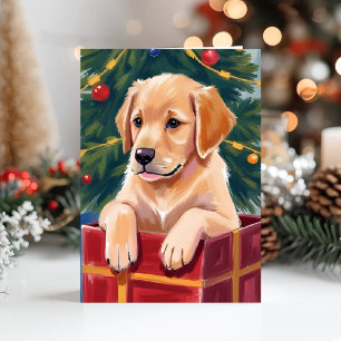 Cartes Pour Fêtes Annuelles Chien de Noël Golden Retriever Cadeau
