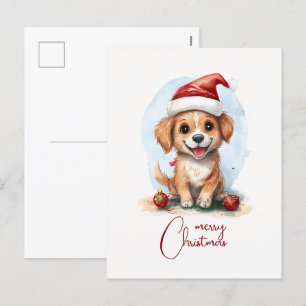 Cartes Pour Fêtes Annuelles Chien de Noël joyeux avec chapeau et ornement du P