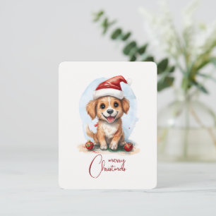 Cartes Pour Fêtes Annuelles Chien de Noël joyeux avec chapeau et ornement du P