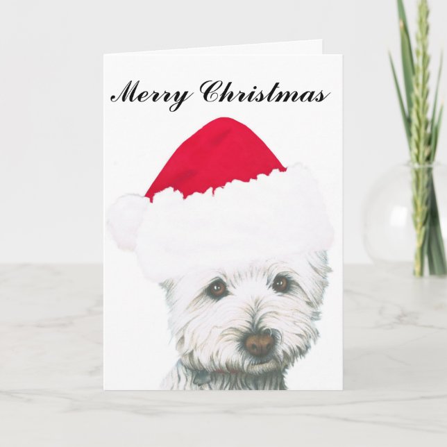 Cartes Pour Fêtes Annuelles Chien de Noël mignon (Devant)
