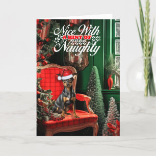 Cartes Pour Fêtes Annuelles Chien de Noël Miniature Pinscher Naughty ou Nice