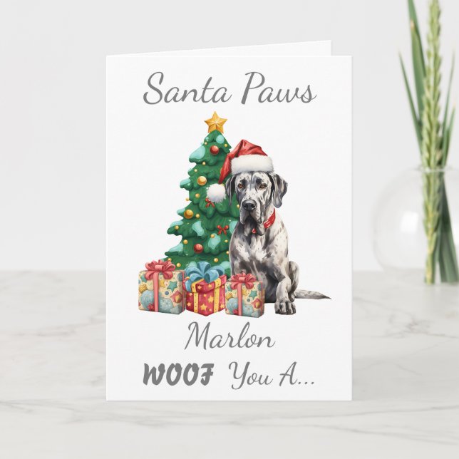 Cartes Pour Fêtes Annuelles Chien de Noël personnalisable Great Dane (Devant)